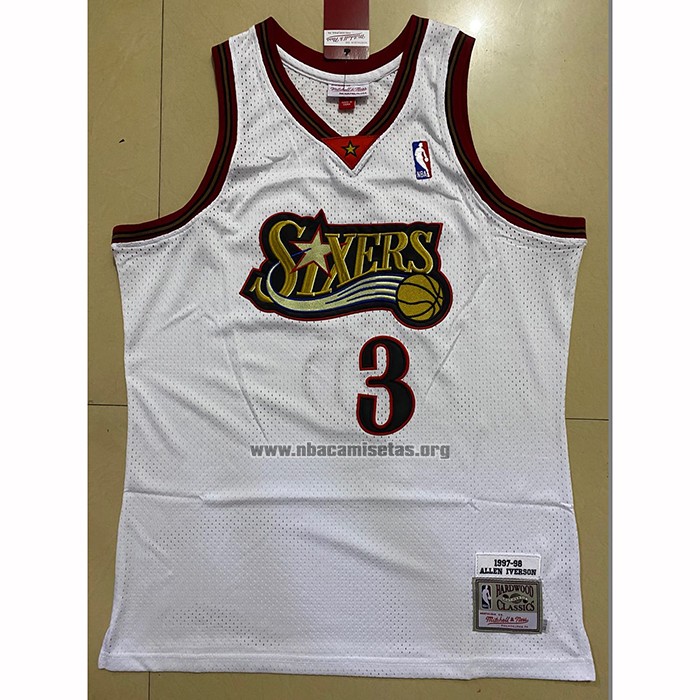 Camiseta Philadelphia 76ers Allen Iverson NO 3 Retro Blanco